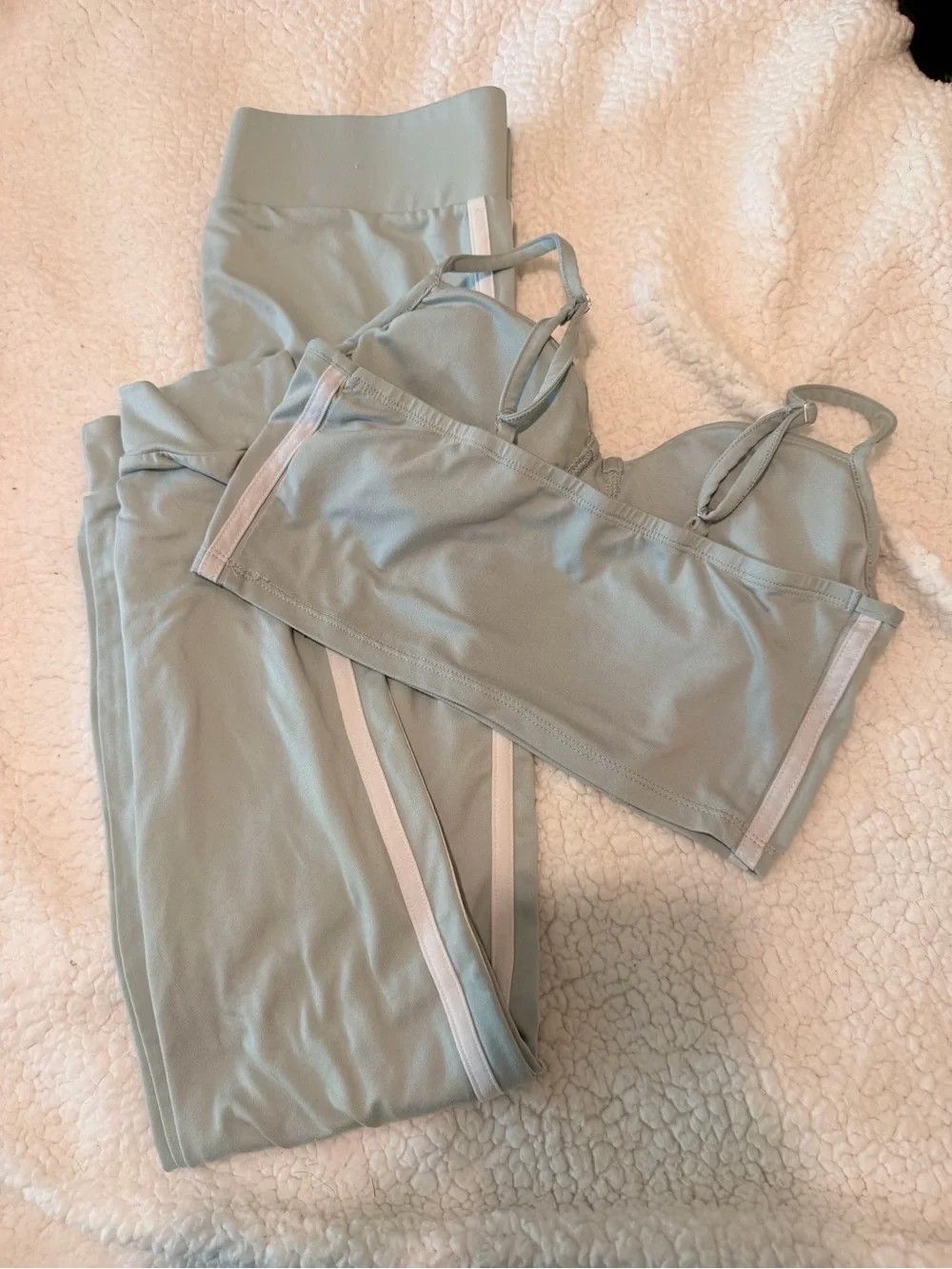 Soft Blue Crop Top and Legging Set